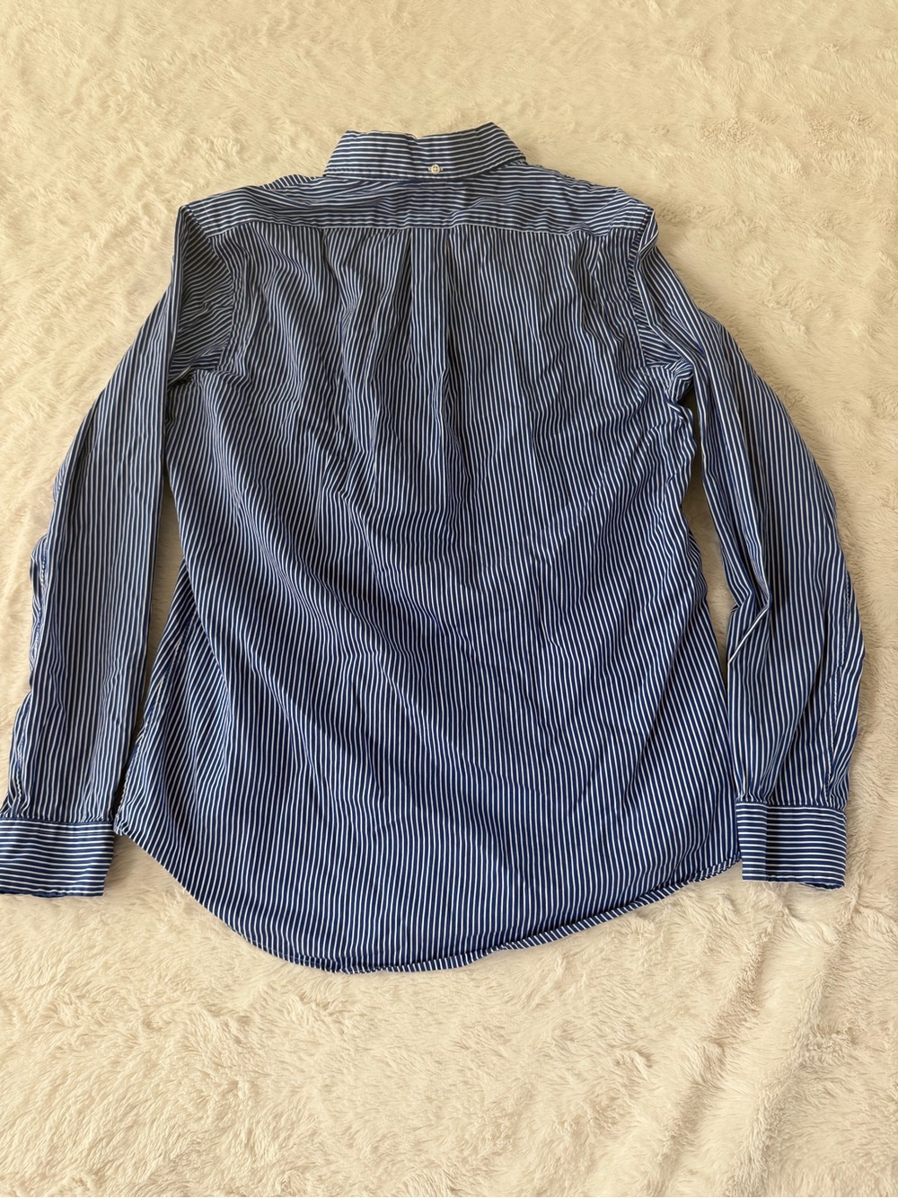 Ralph Lauren Striped Button Down Shirt Medium Blue White Yellow Pony Cotton EUC - Picture 9 of 9